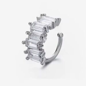 New Drop! Sterling Silver Thick Crystal Ear Cuff Earring Brand New